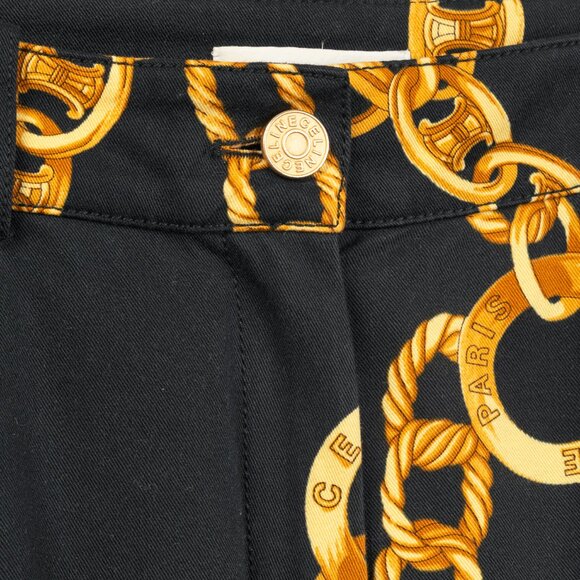 Celine SS/04 Black Chain-Motif Cotton Twill Skinny Pants - Picture 9 of 10